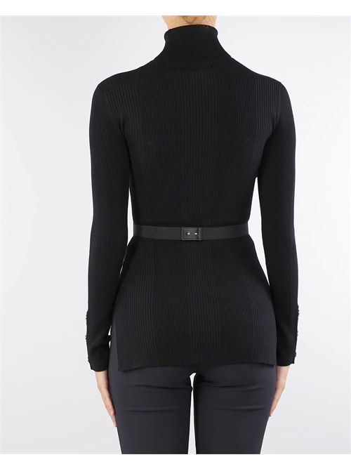 Turtleneck shirt in narrow-ribbed lyocell and silk fabric with logo embroidery Elisabetta Franchi ELISABETTA FRANCHI | Sweater | MK11B46E2110